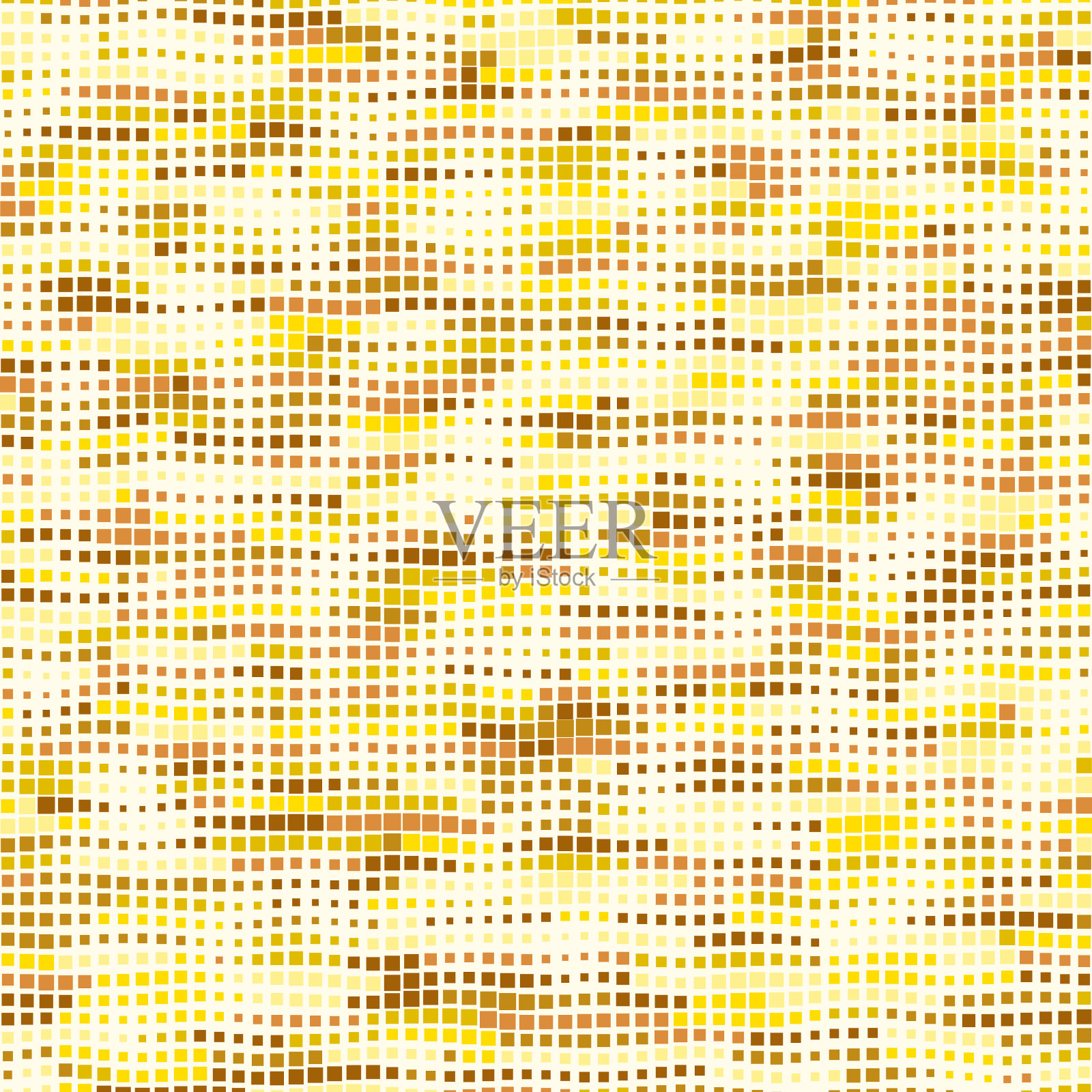 黄色的金色方块在不均匀的矩阵网格图案中，被自然的半随机噪声抵消插画图片素材