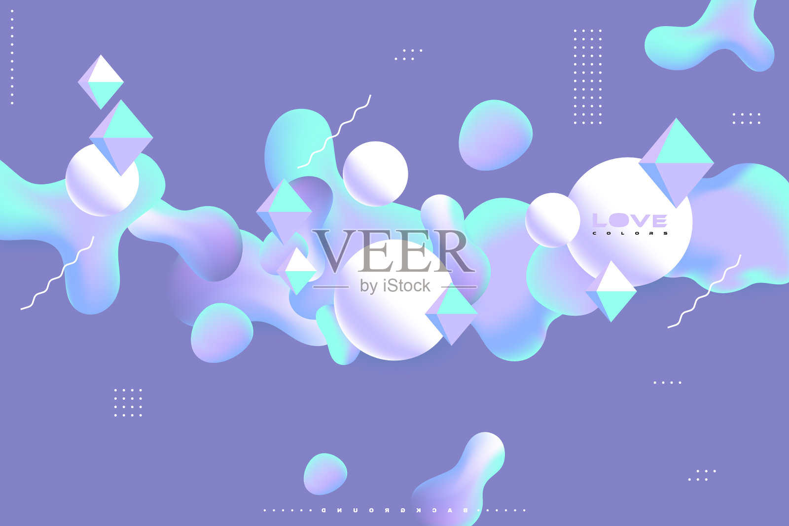 矢量抽象背景与颜色流体梯度形状和三维多边形，液体设计，流动抽象，几何形状组成，设计艺术组成插画图片素材