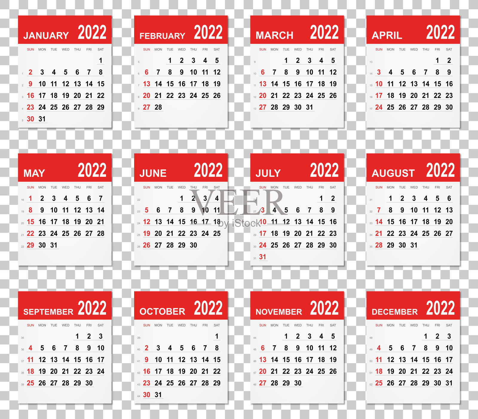 黑底2022日历插画图片素材