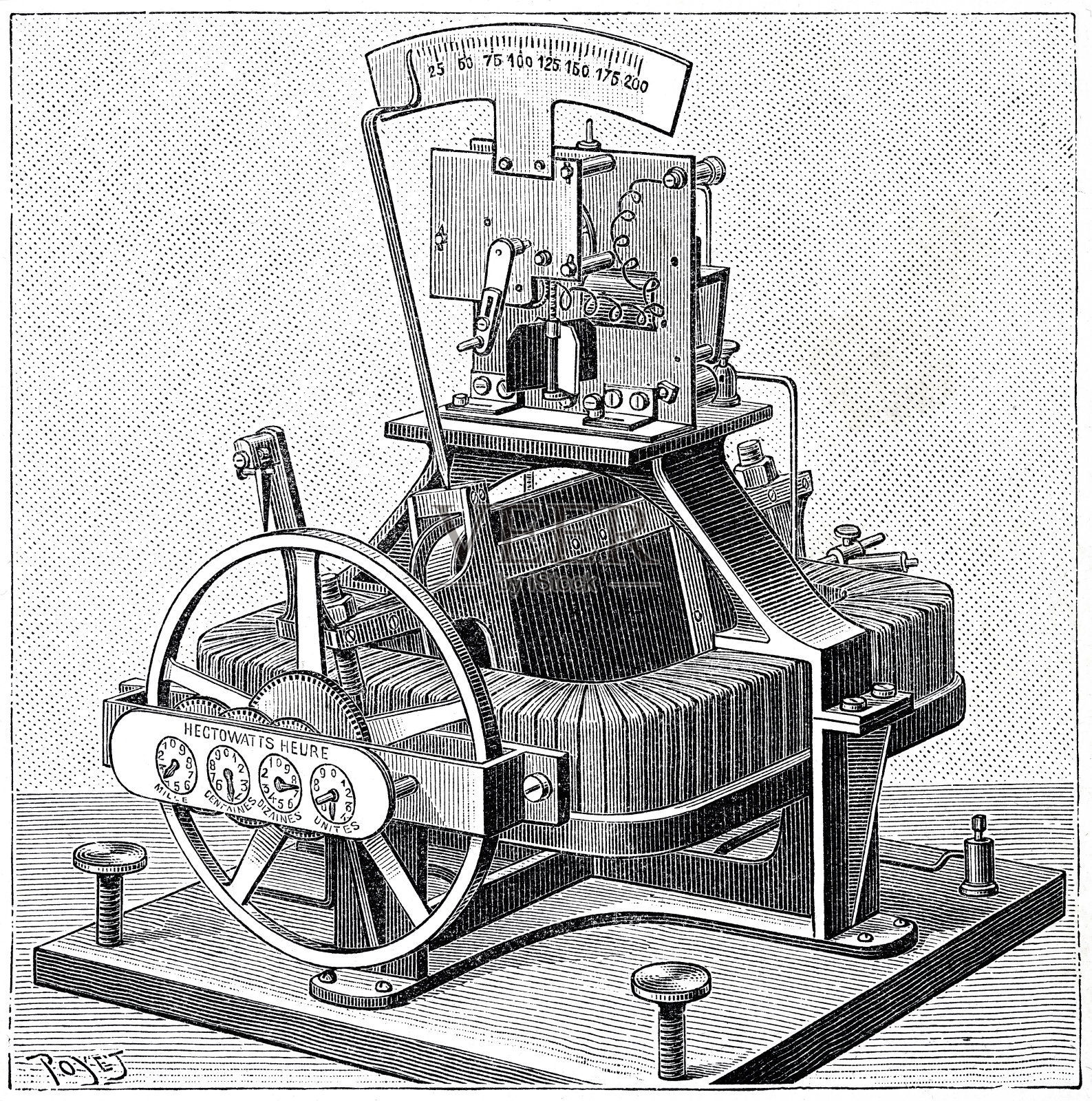 1889年，巴黎万国博览会:电能表，M.L. Clerc插画图片素材