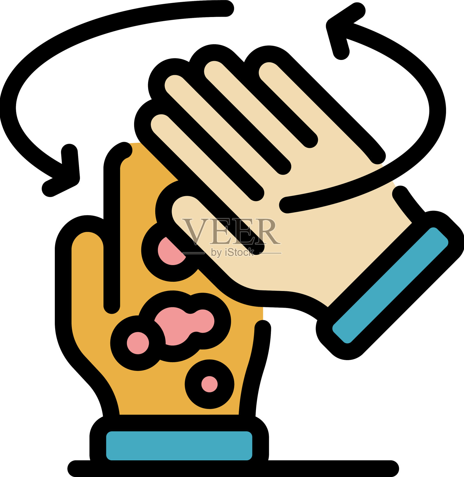 洗手图标颜色轮廓插画图片素材