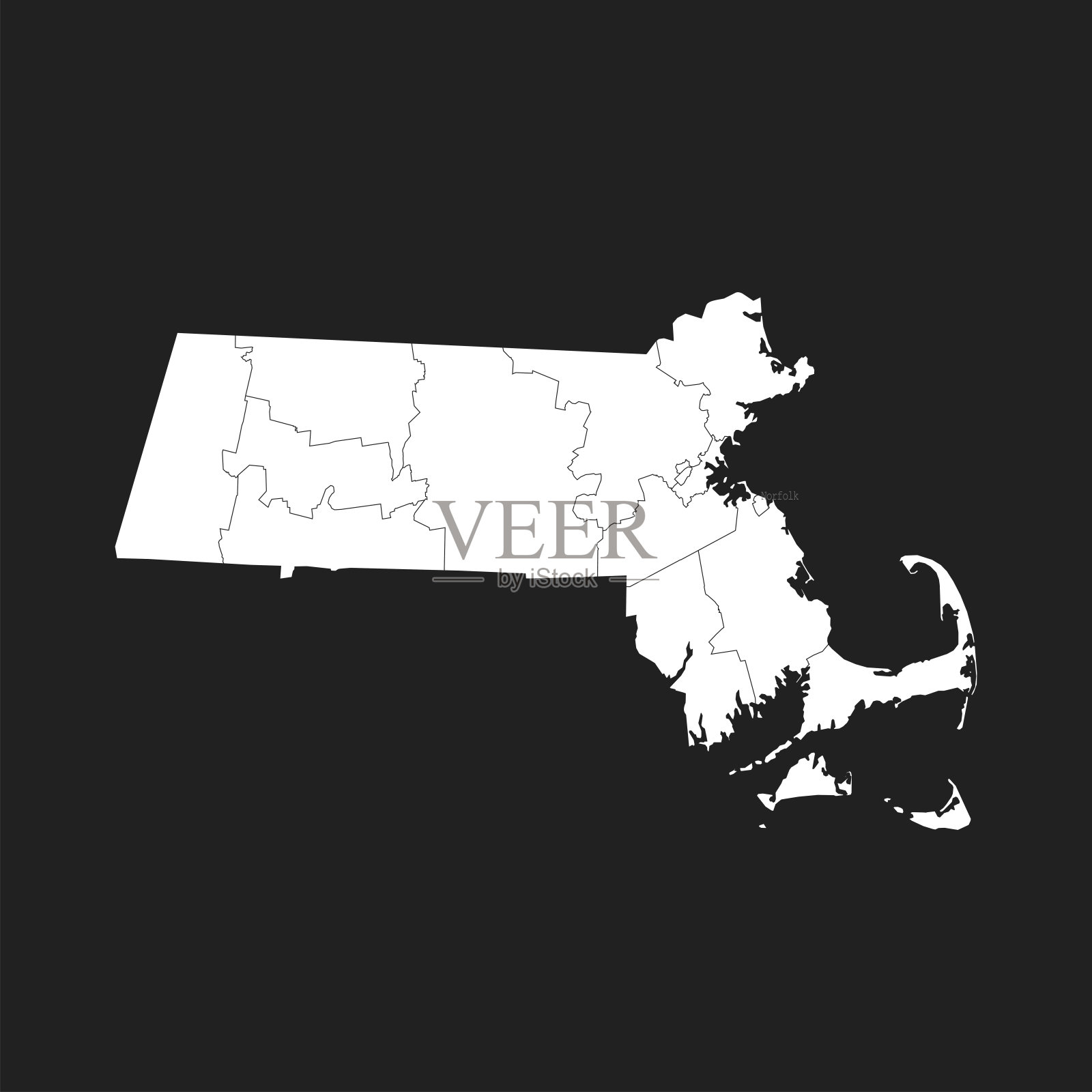 麻萨诸塞州地图插画图片素材