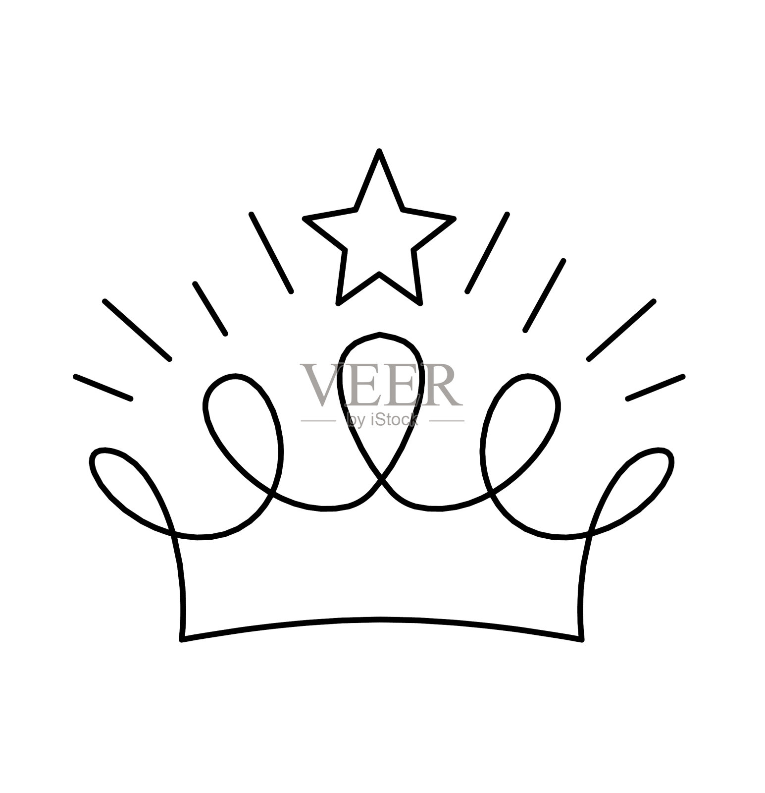 抽象的皇冠作为线绘制在白色背景上插画图片素材