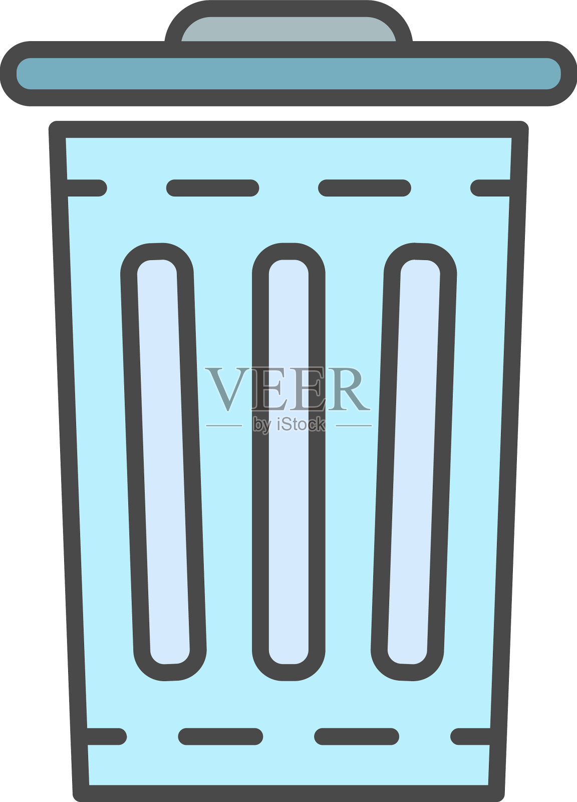 垃圾桶图标颜色轮廓插画图片素材