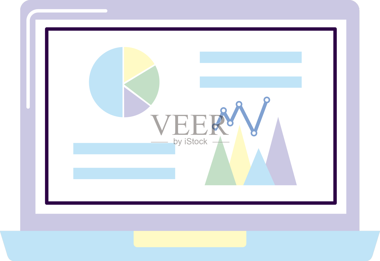 饼图与数据在笔记本电脑设计元素图片