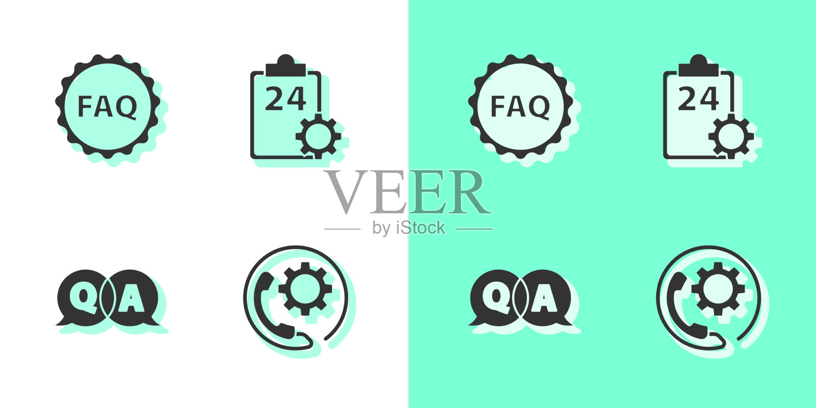 设置电话24小时支持标签与文字图标素材