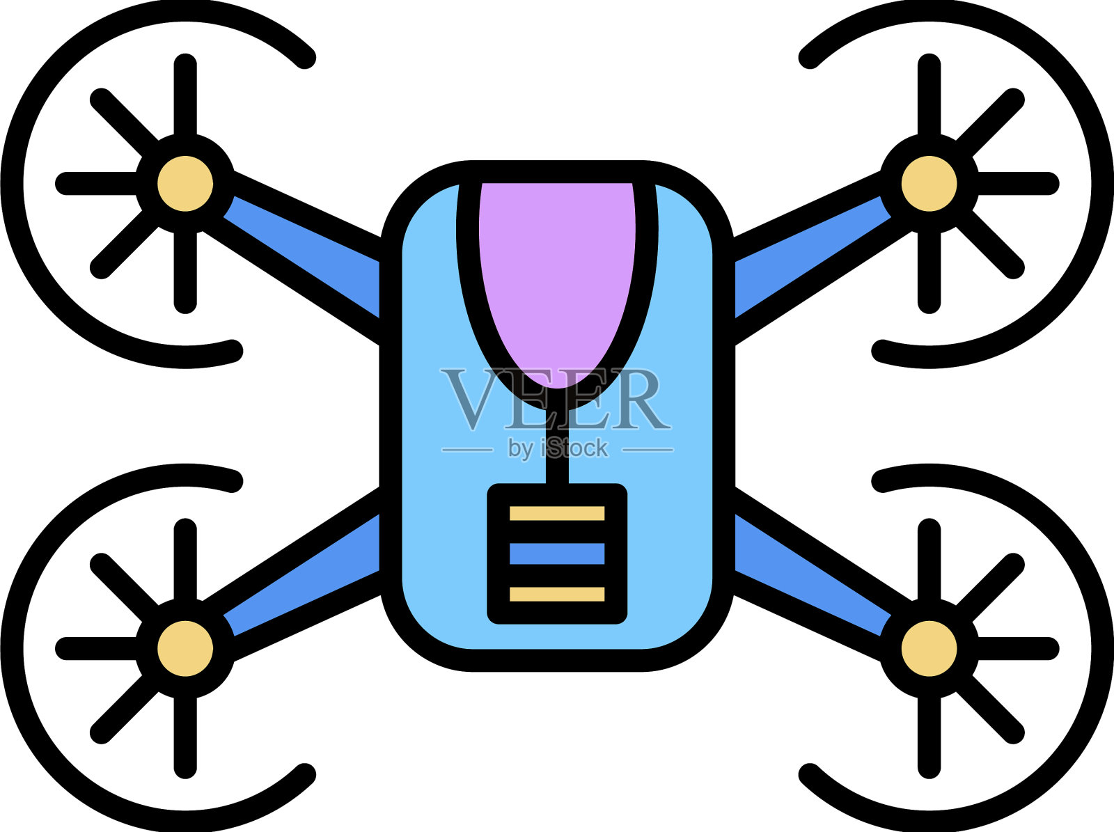 无人机图标颜色轮廓插画图片素材