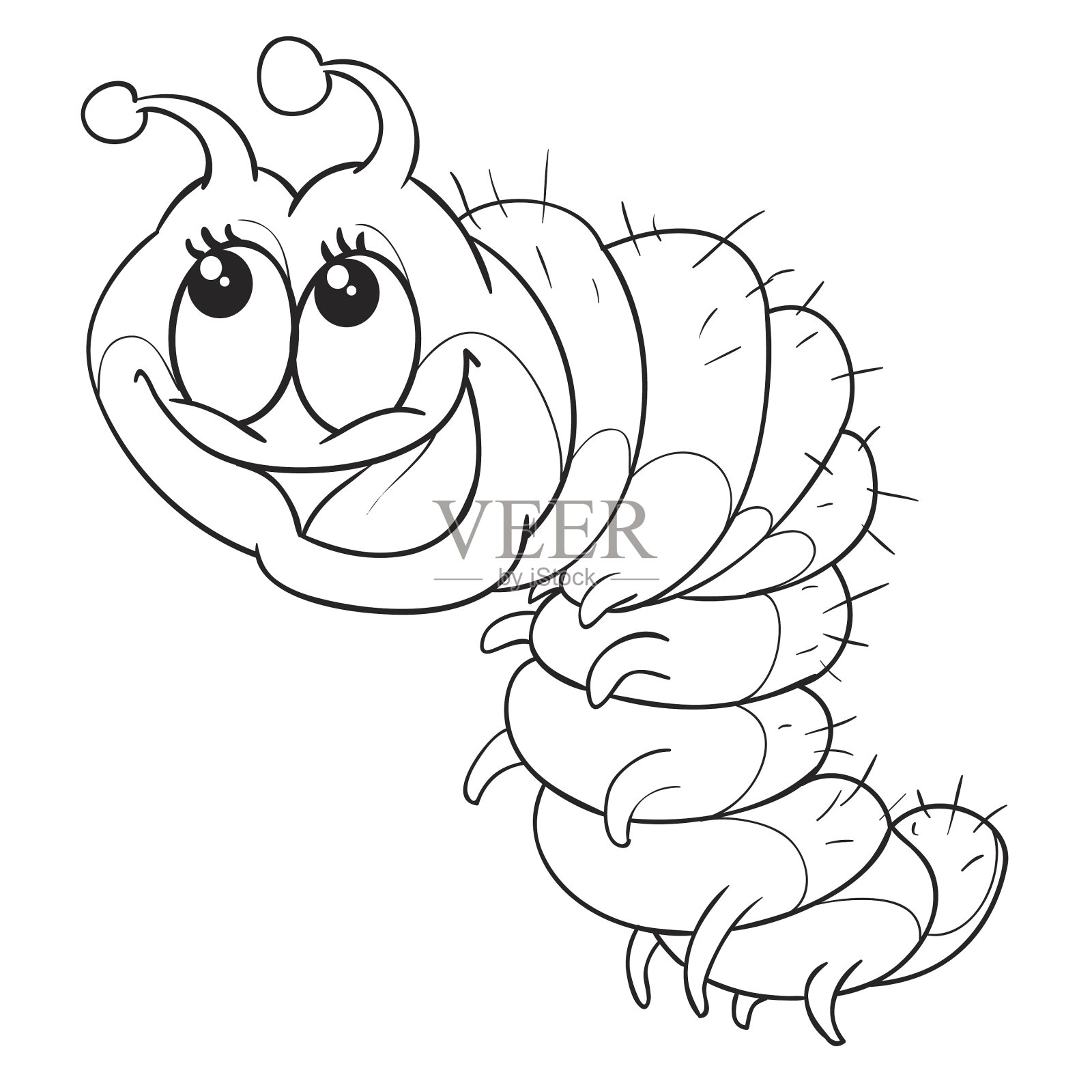 用大眼睛画毛毛虫的图画书设计元素图片