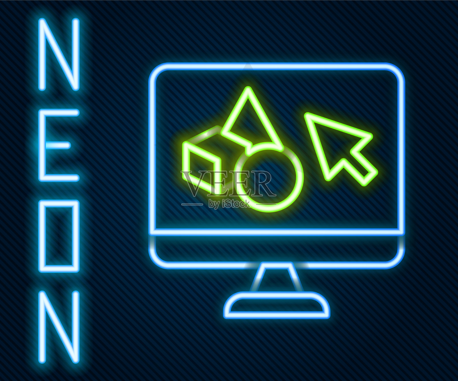 发光的霓虹灯线3d打印机软件图标插画图片素材