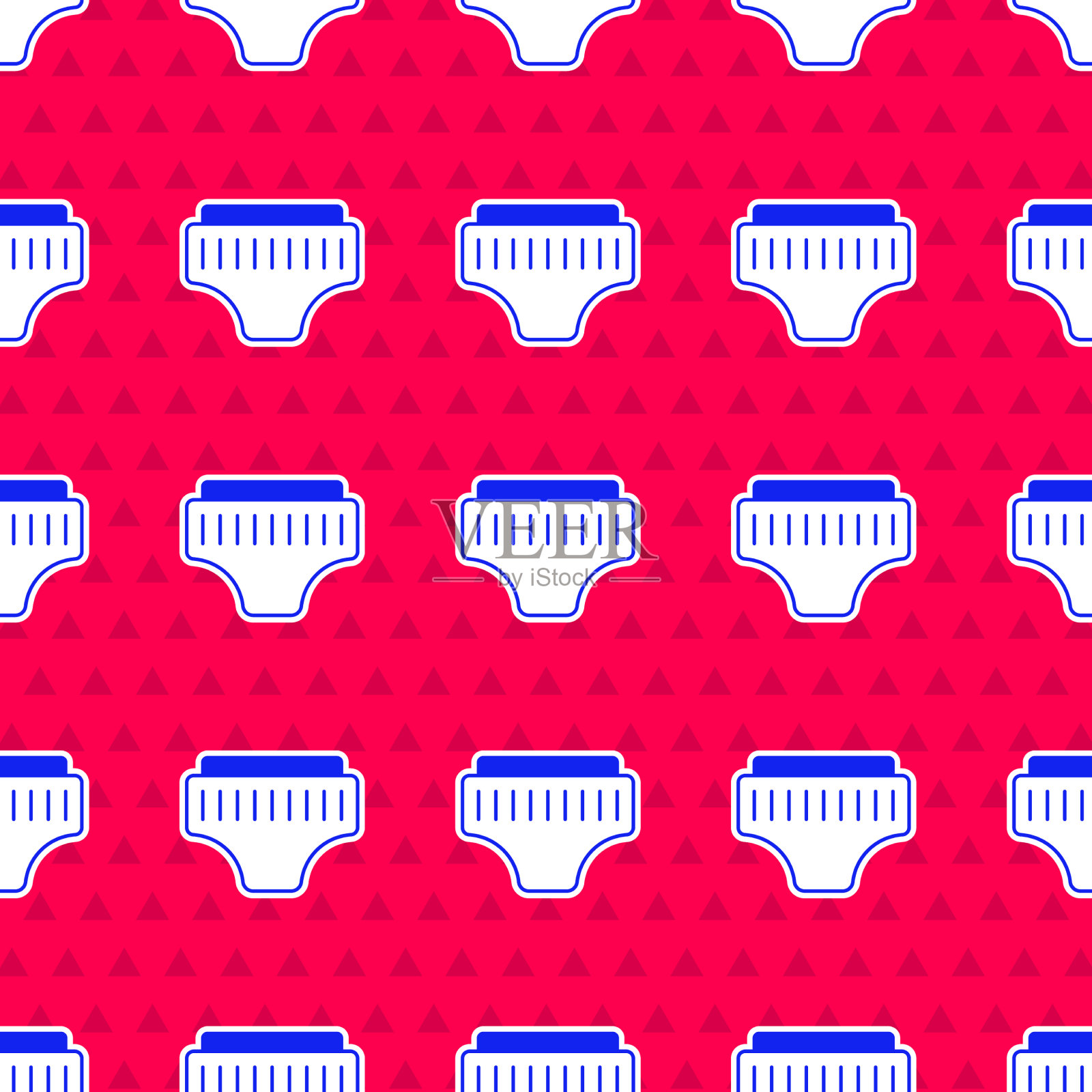 蓝色成人尿布图标孤立无缝模式插画图片素材