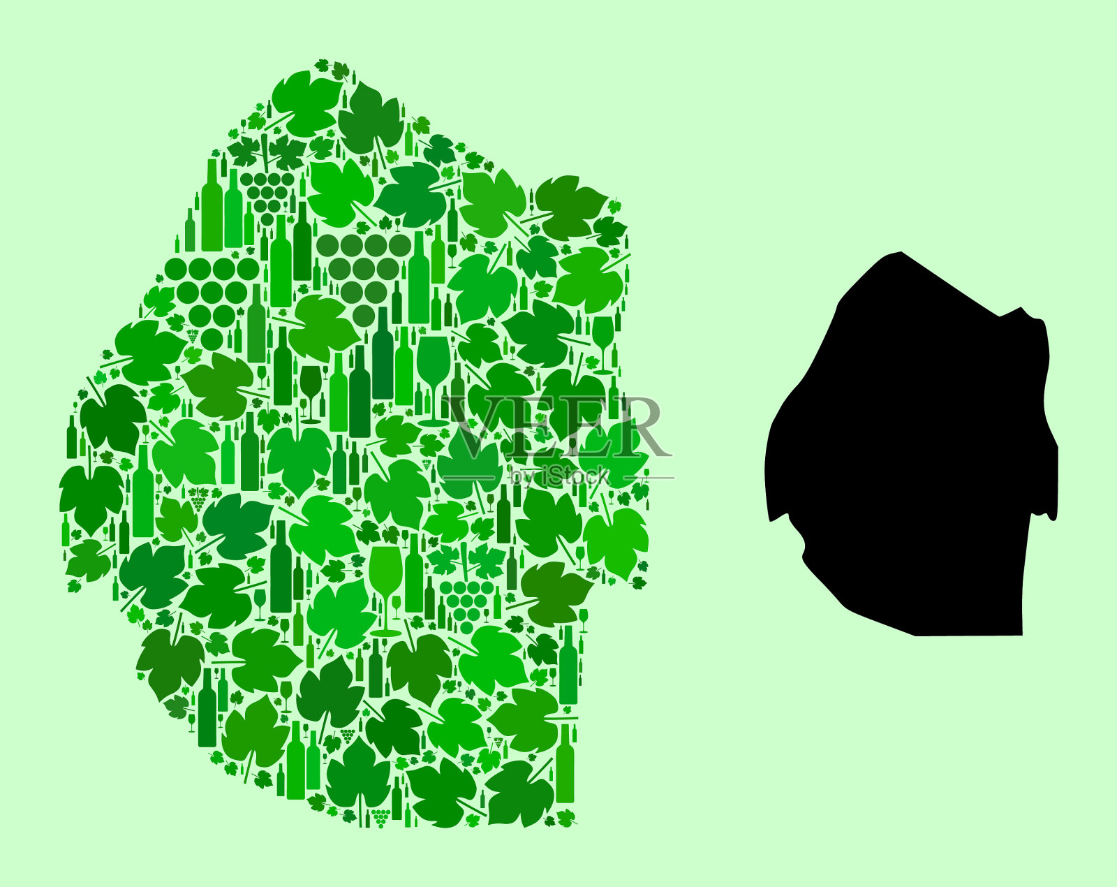 斯威士兰地图-葡萄酒和葡萄的马赛克插画图片素材