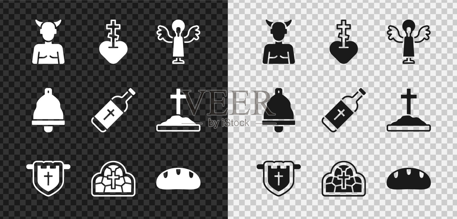 设克拉普斯赫克宗教十字架在心中的天使图标素材