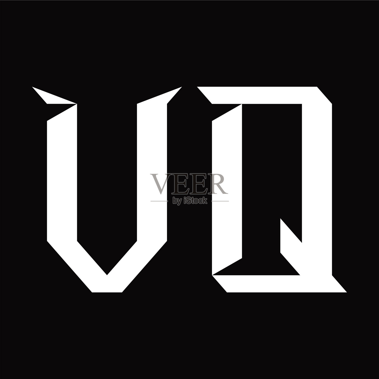 Vq标志字母与切片形状设计模板插画图片素材