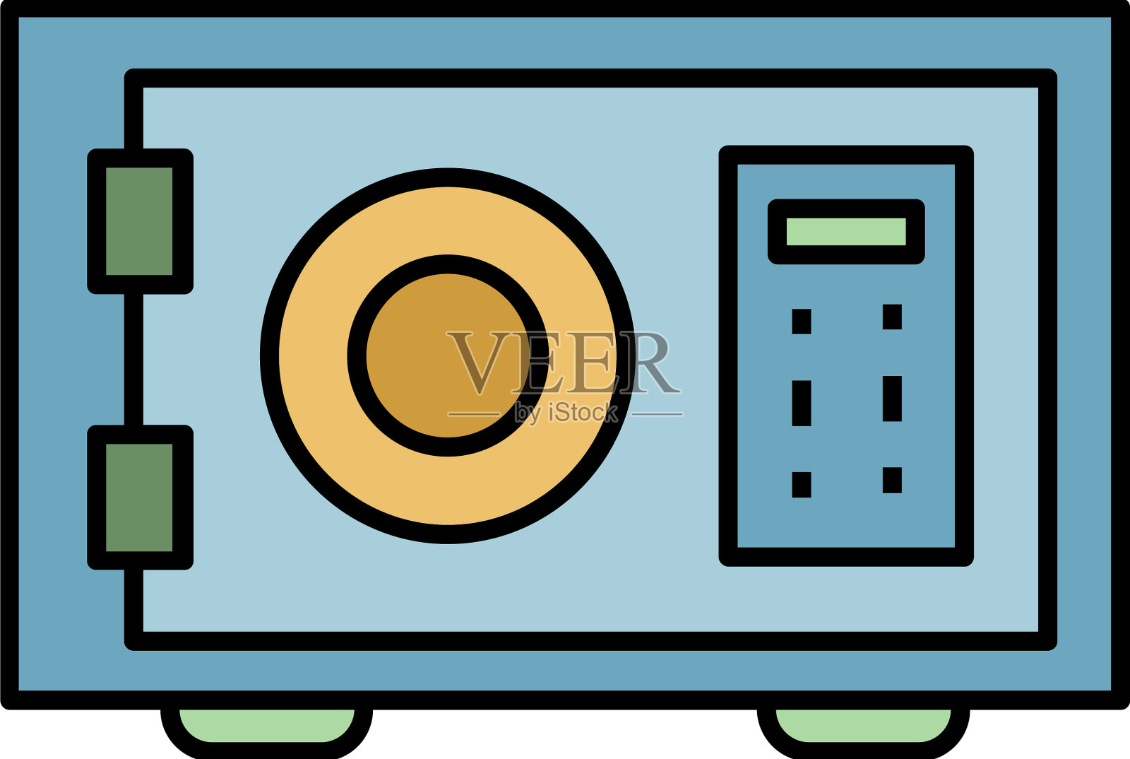 金属安全图标颜色轮廓插画图片素材