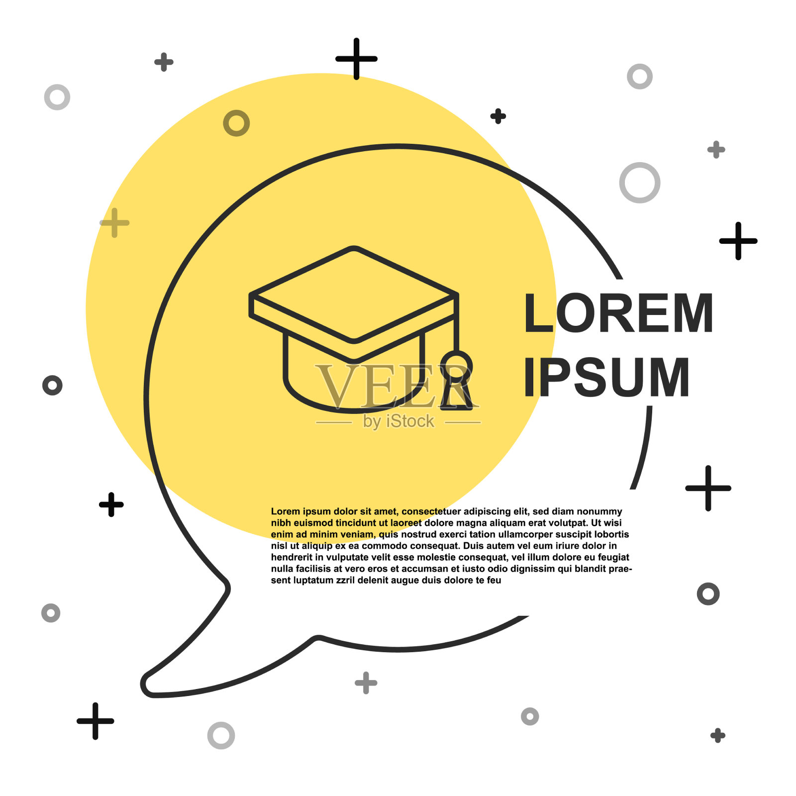 黑色线毕业帽图标隔离在白色插画图片素材