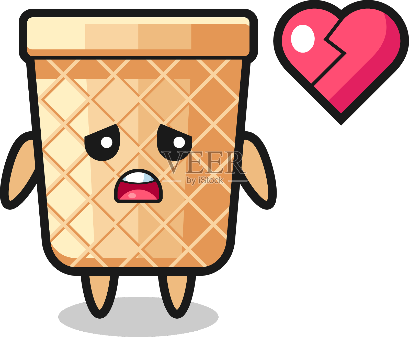 华夫饼卡通是心碎的设计元素图片