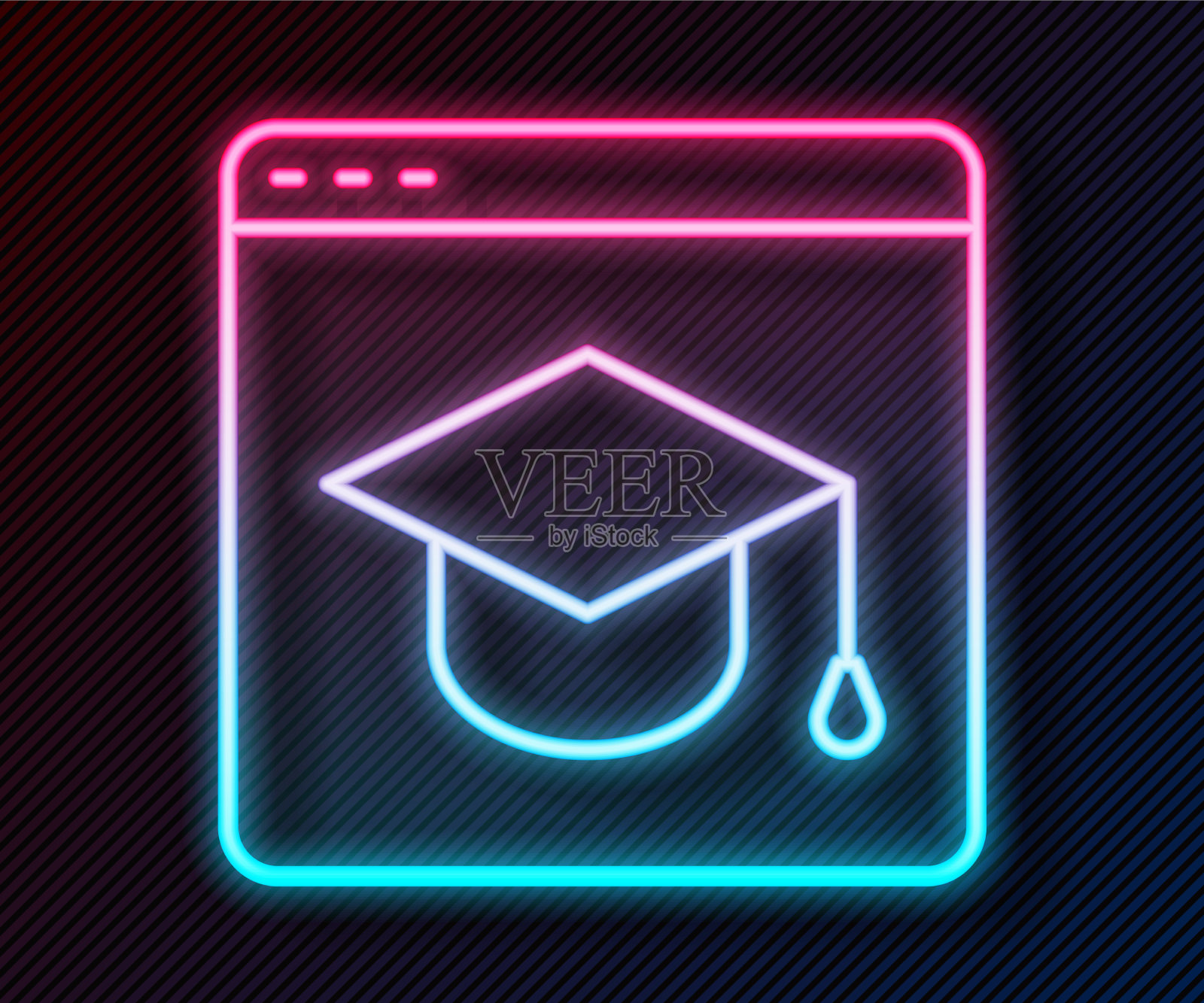 发光的霓虹灯线在线教育和毕业插画图片素材