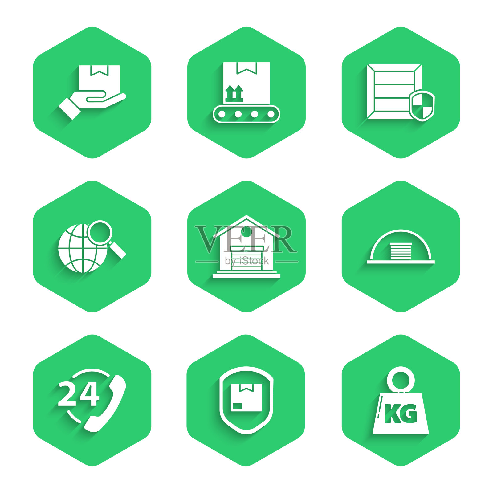 设置仓库送货包安全防护图标素材