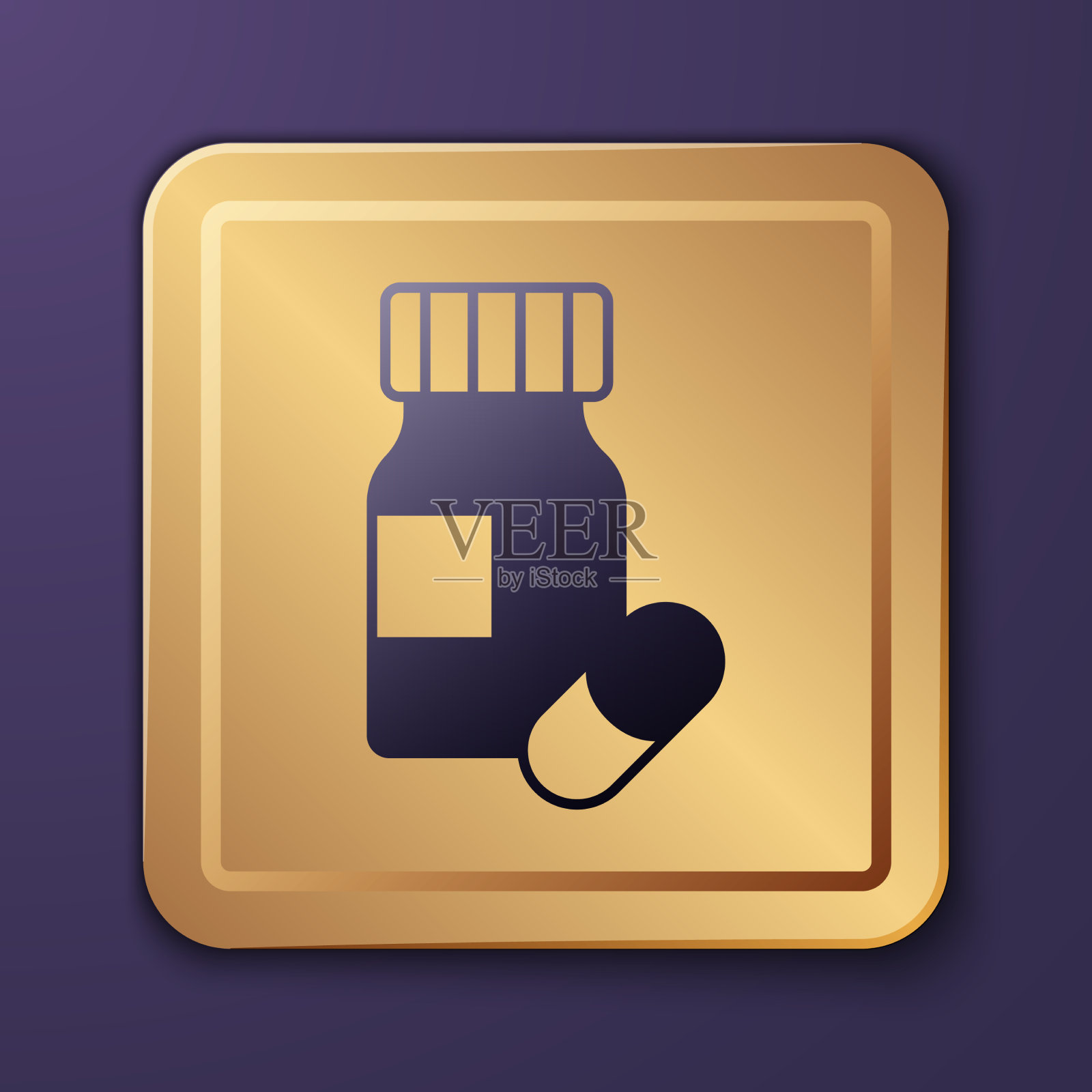 紫色药瓶和药片图标隔离上图标素材