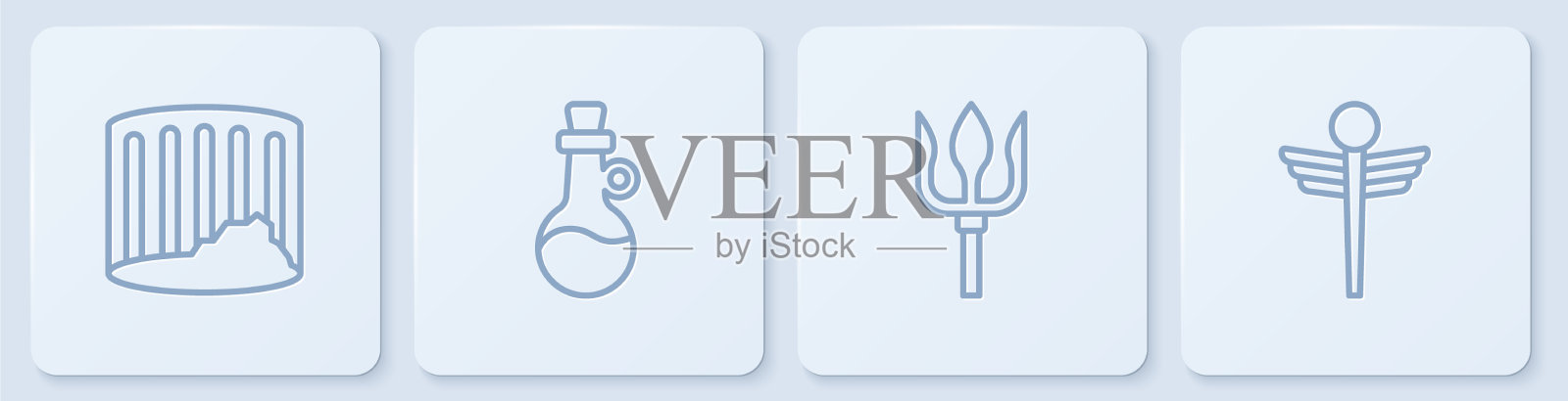 立线古柱海神三叉戟瓶图标素材