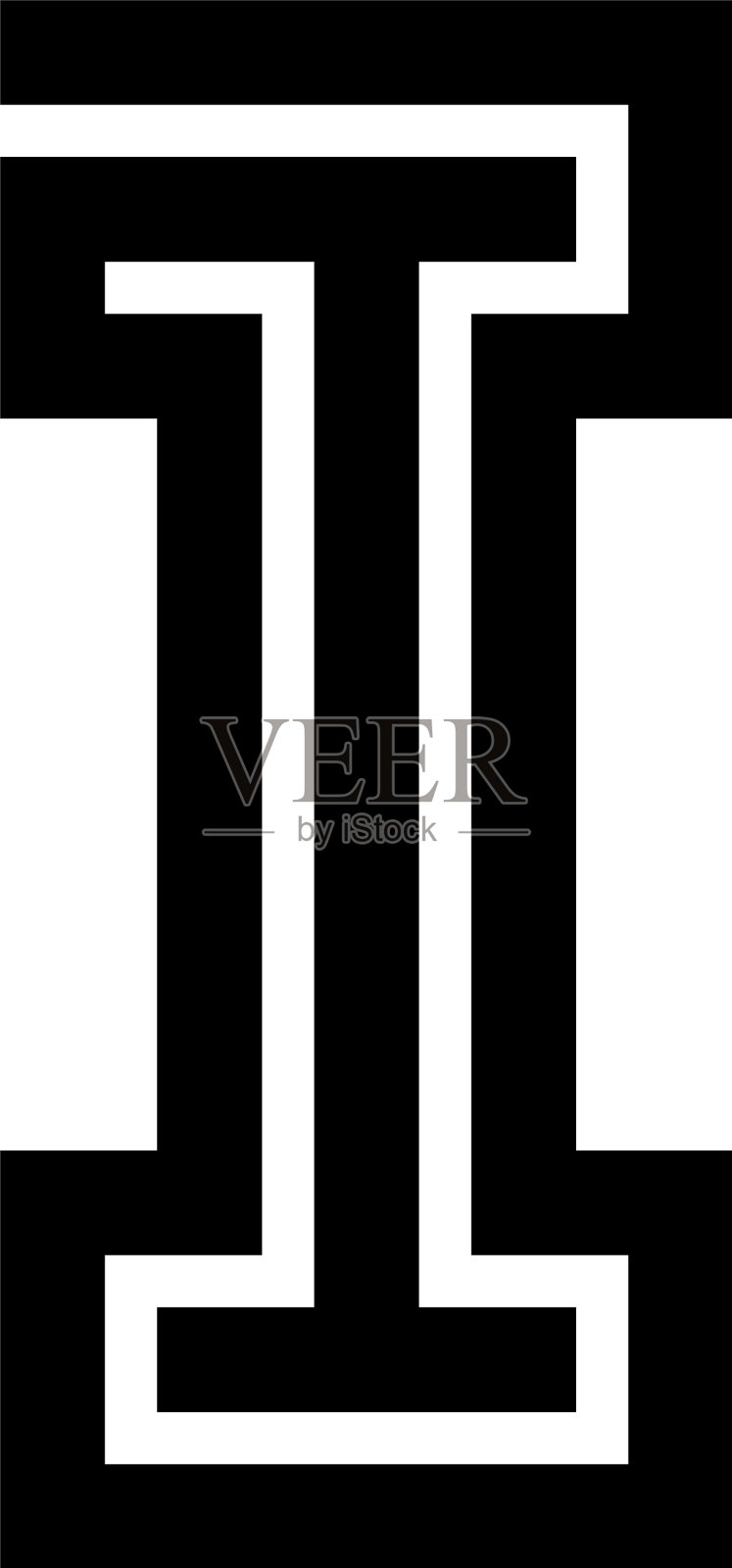 迷宫线字母标识I插画图片素材