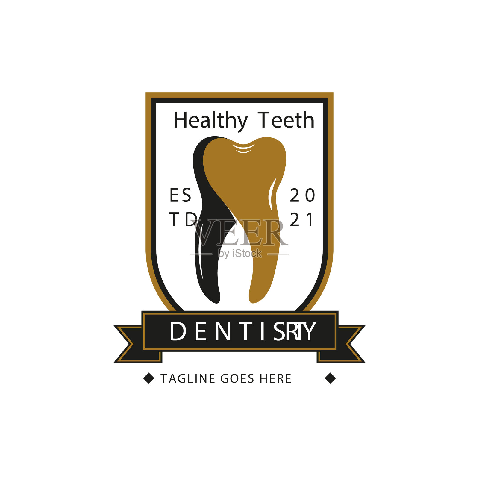 复古风格的牙医标志插画图片素材