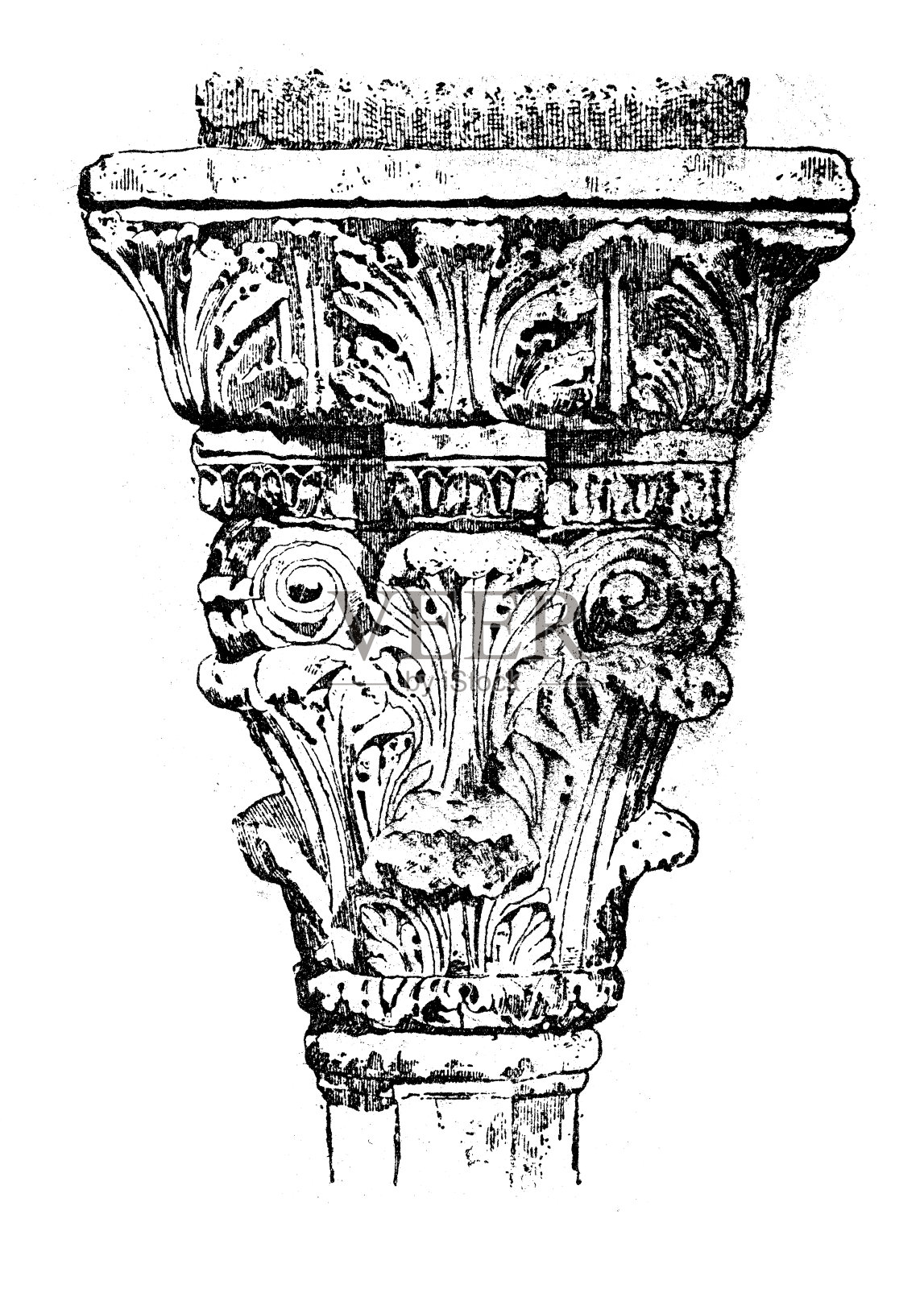 古玩插图:柱大写插画图片素材