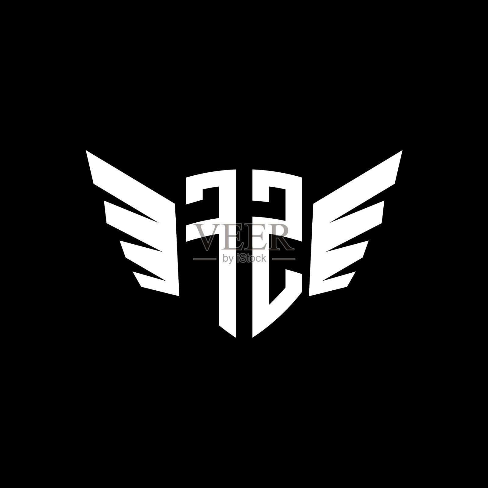 Fz字母组合机翼形状风格插画图片素材