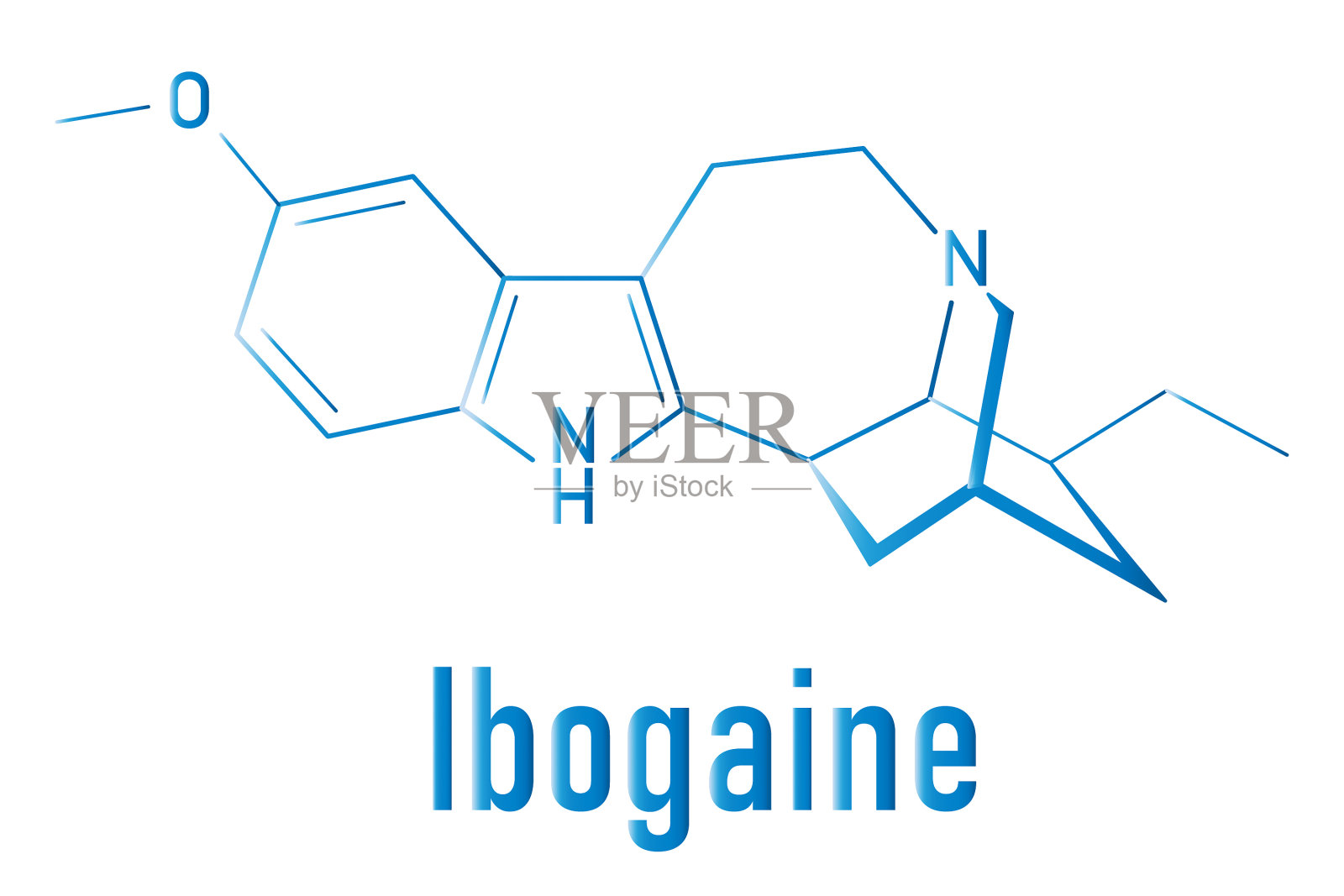 伊菠加因生物碱分子骨架公式插画图片素材