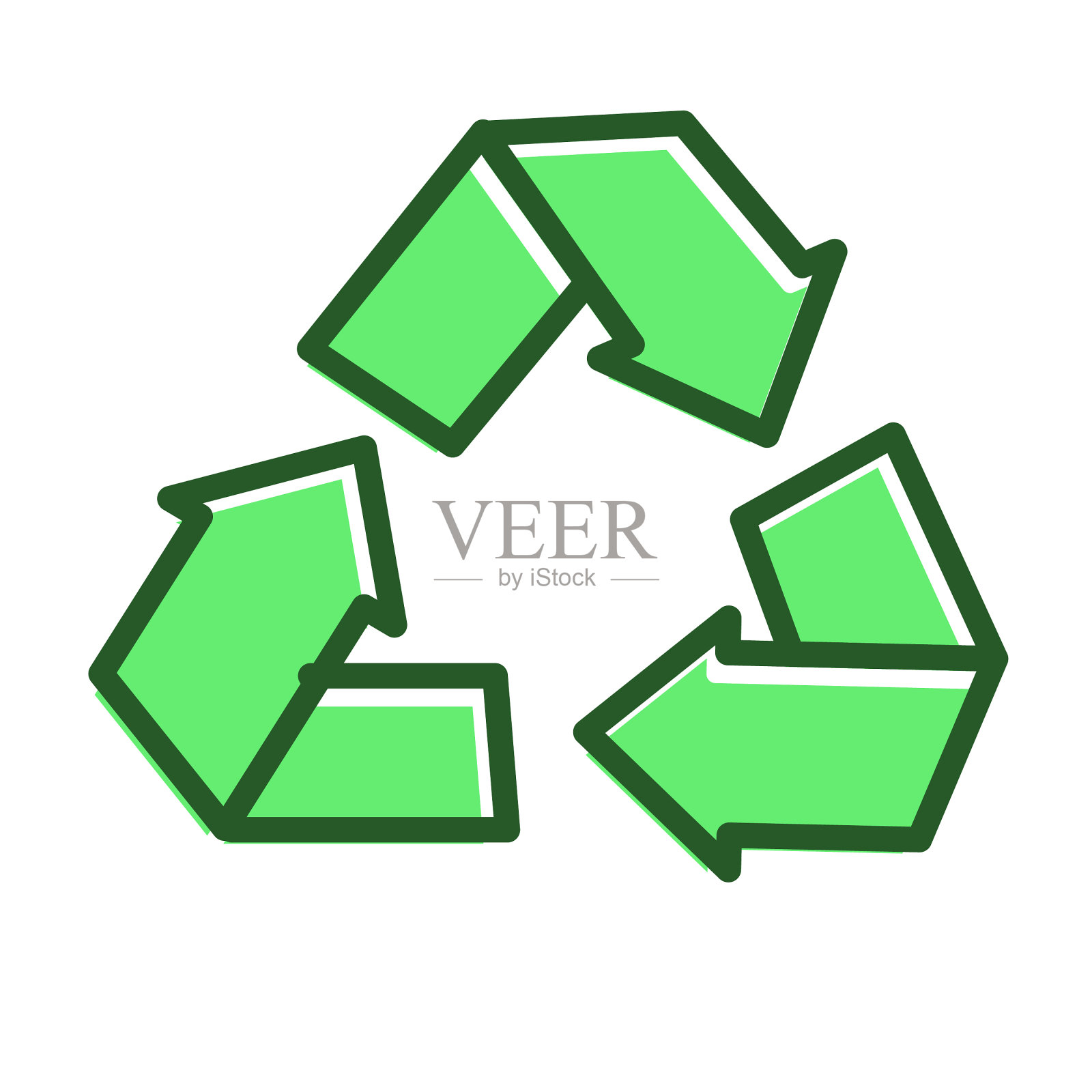 回收箭头符号图标-可编辑的笔画插画图片素材