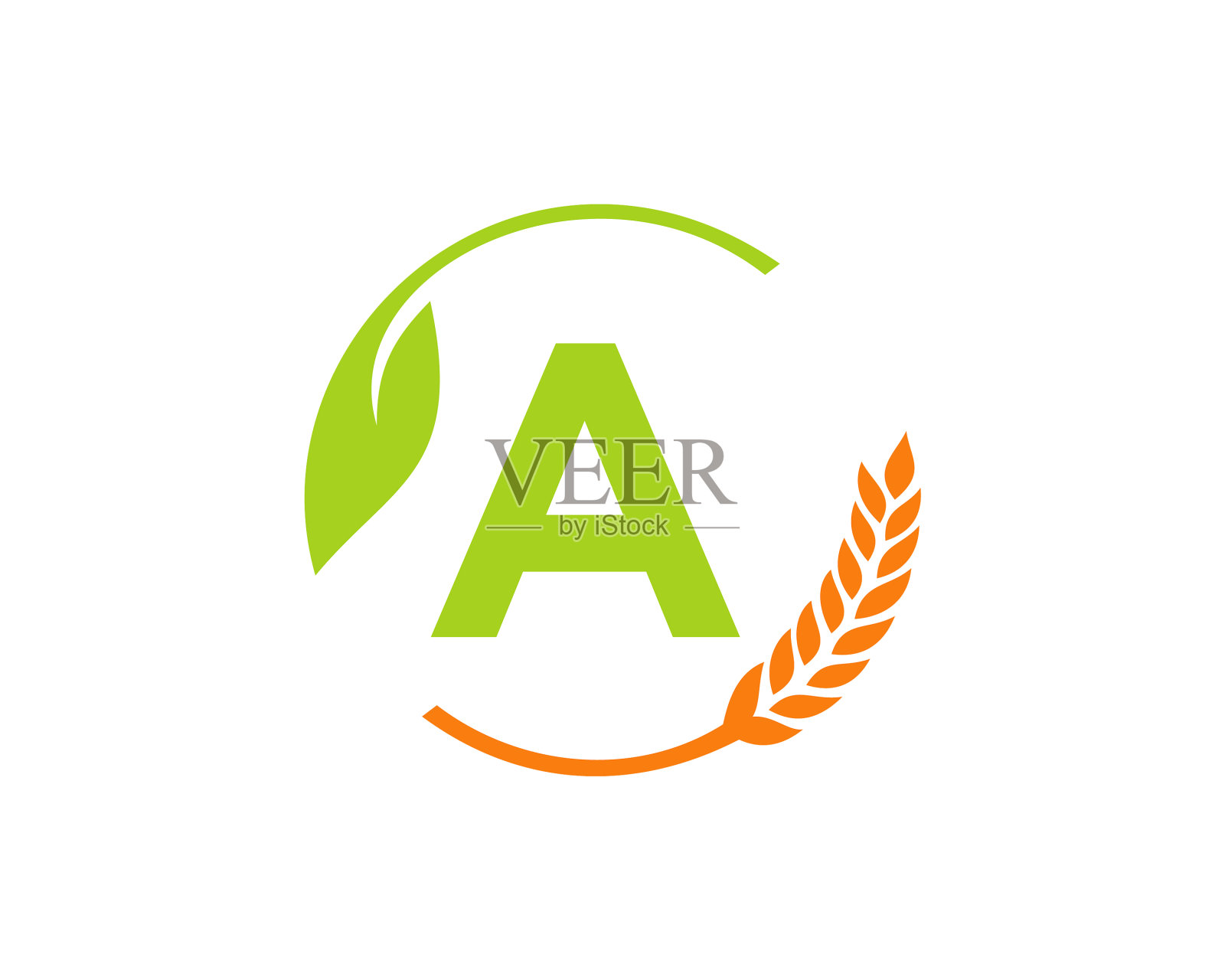 农业标志上有一个字母概念农业插画图片素材