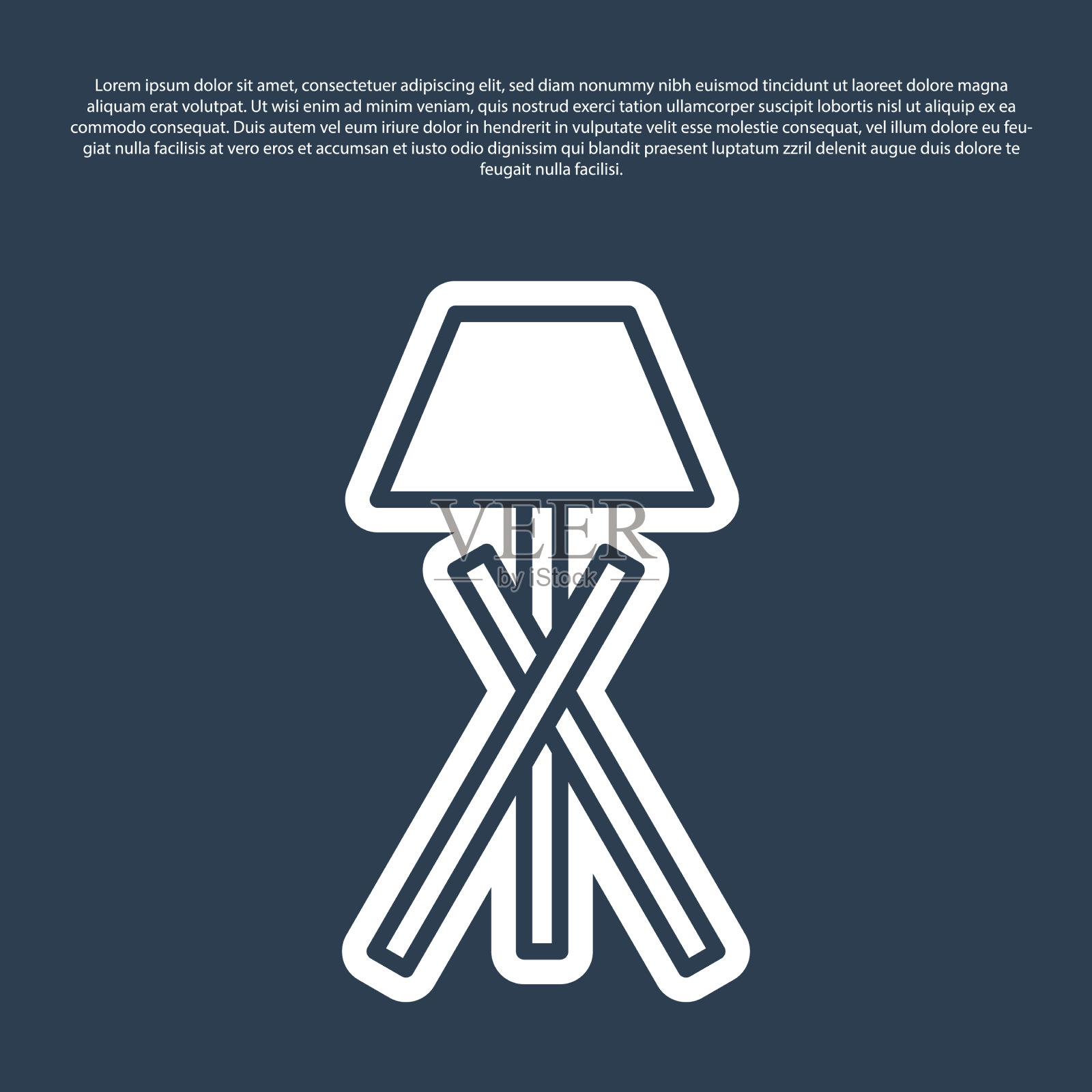 蓝线落地灯图标隔离在蓝色上插画图片素材