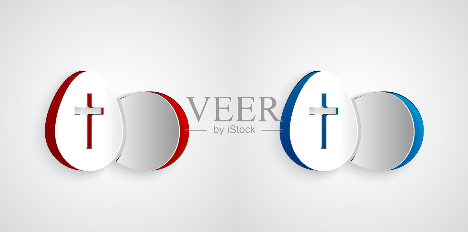 剪纸复活节彩蛋图标孤立在灰色图标素材