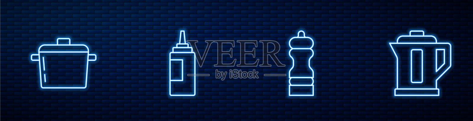 设线辣椒煲、酱瓶等插画图片素材