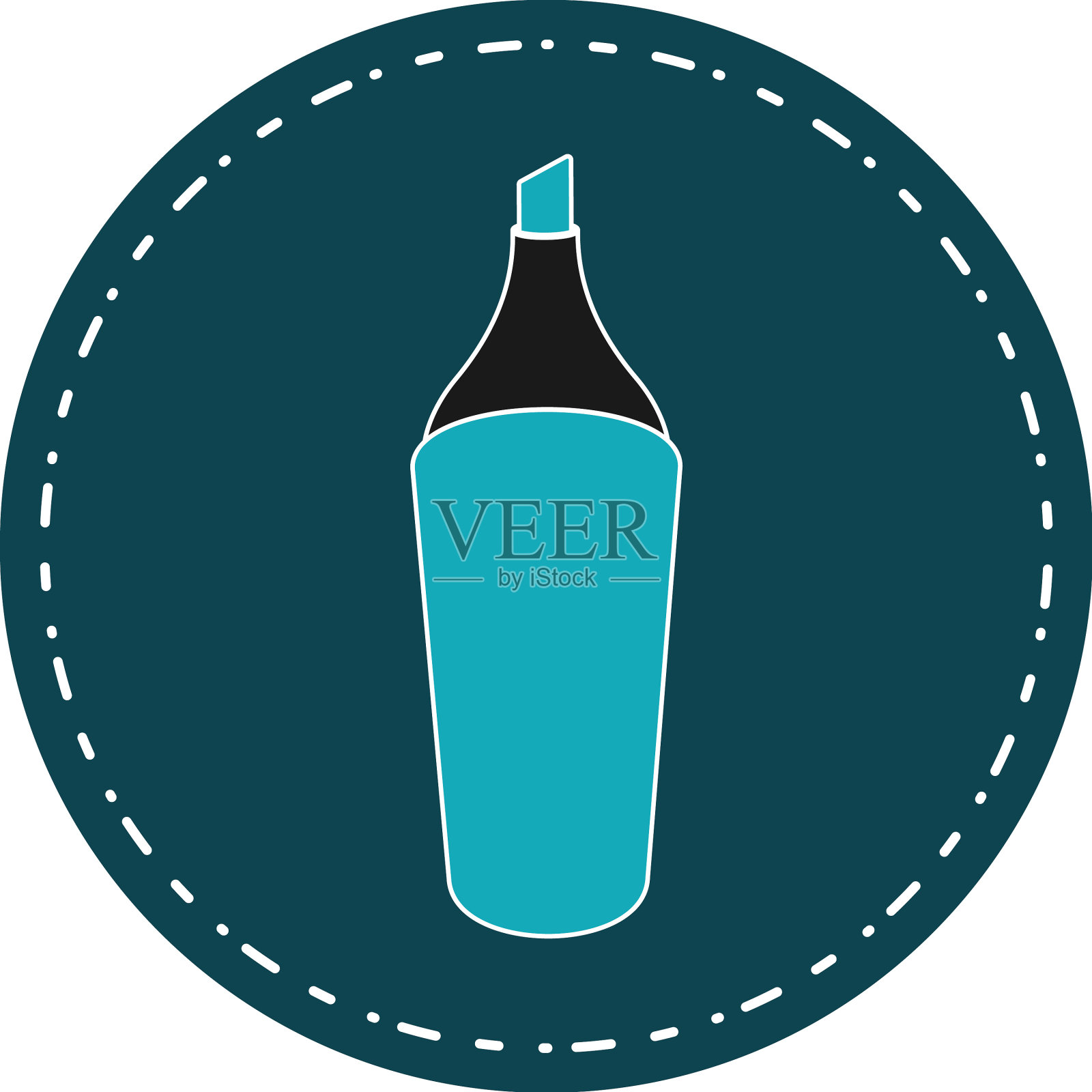 学校用品贴纸上的荧光笔插画图片素材