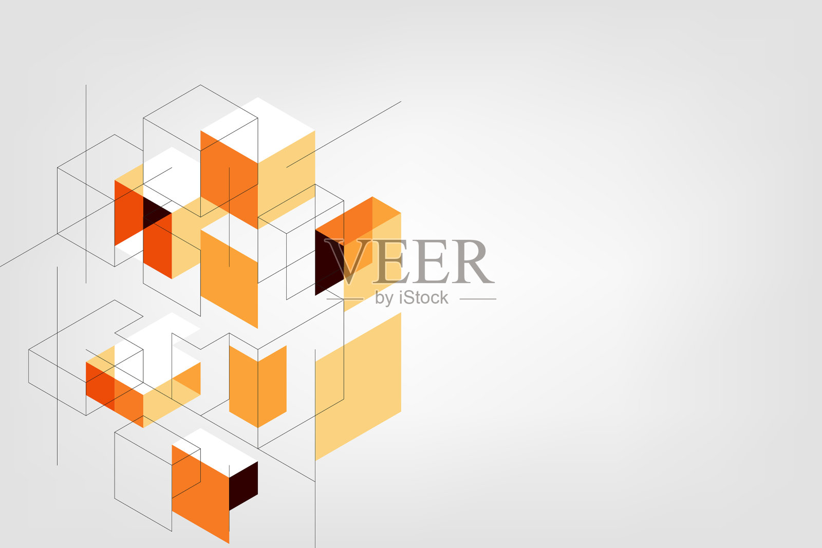 背景与等距透视形状和线插画图片素材