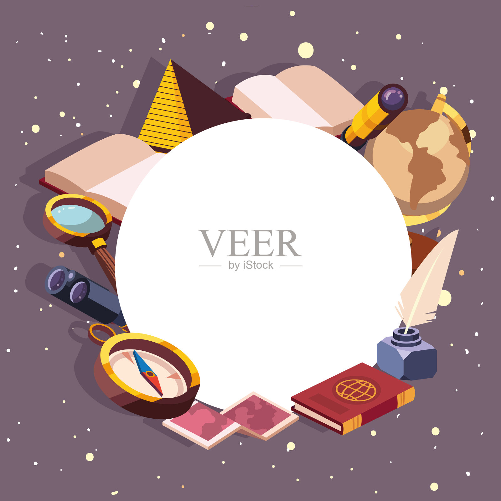 地理标签与图标集插画图片素材