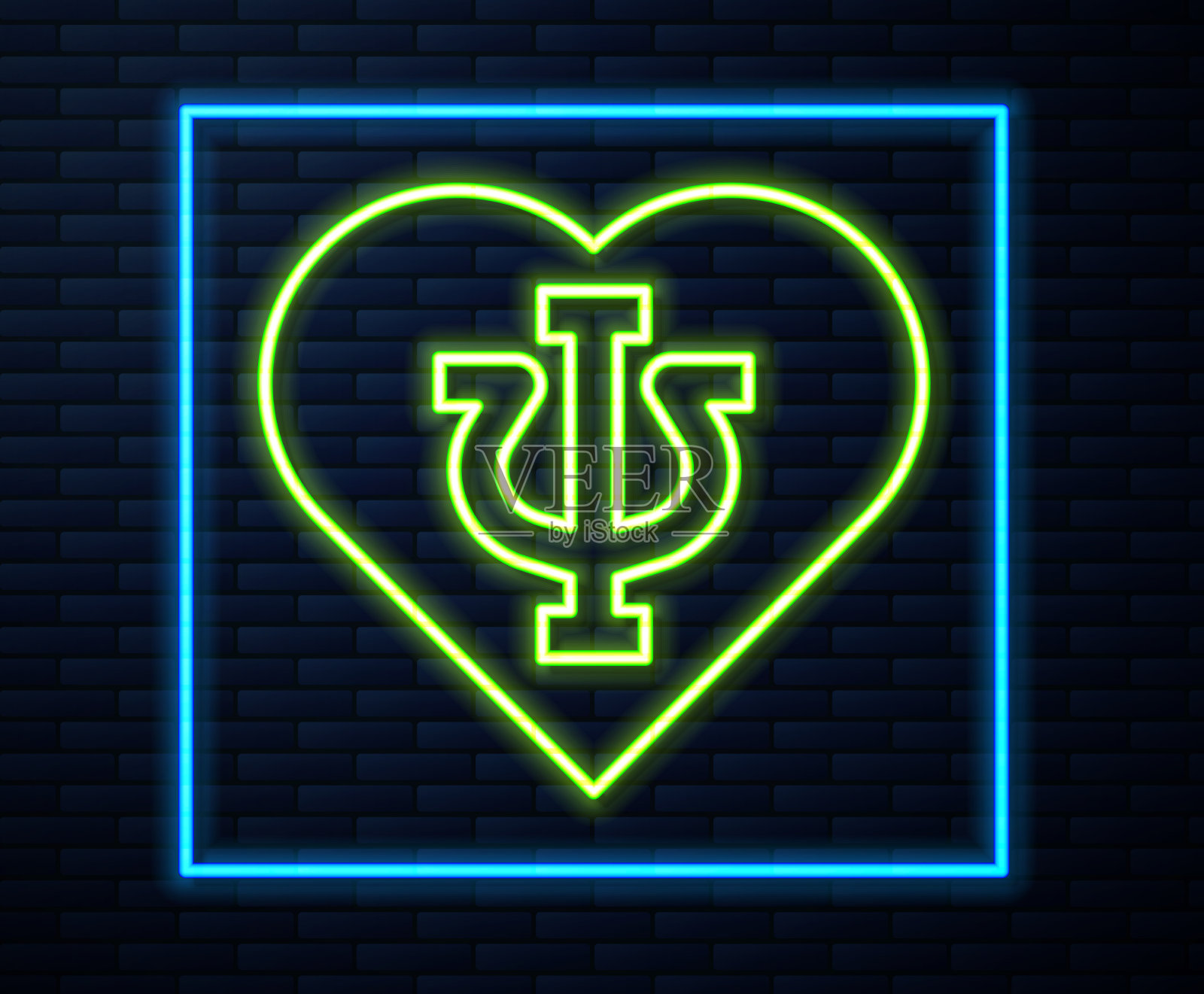 发光的霓虹灯线心理图标孤立上插画图片素材