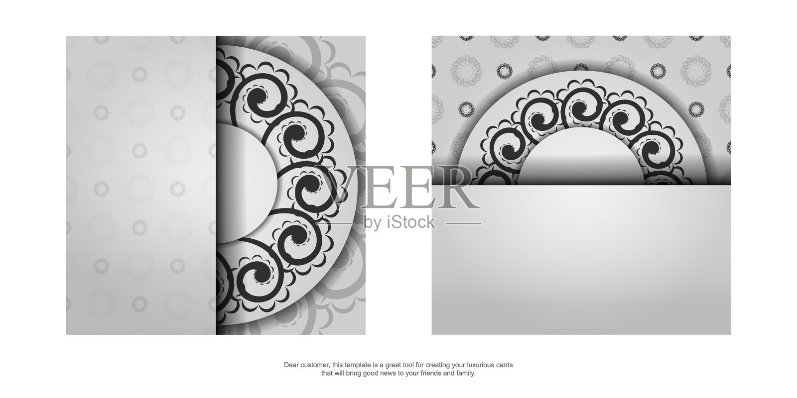 白色问候传单与黑色复古装饰插画图片素材