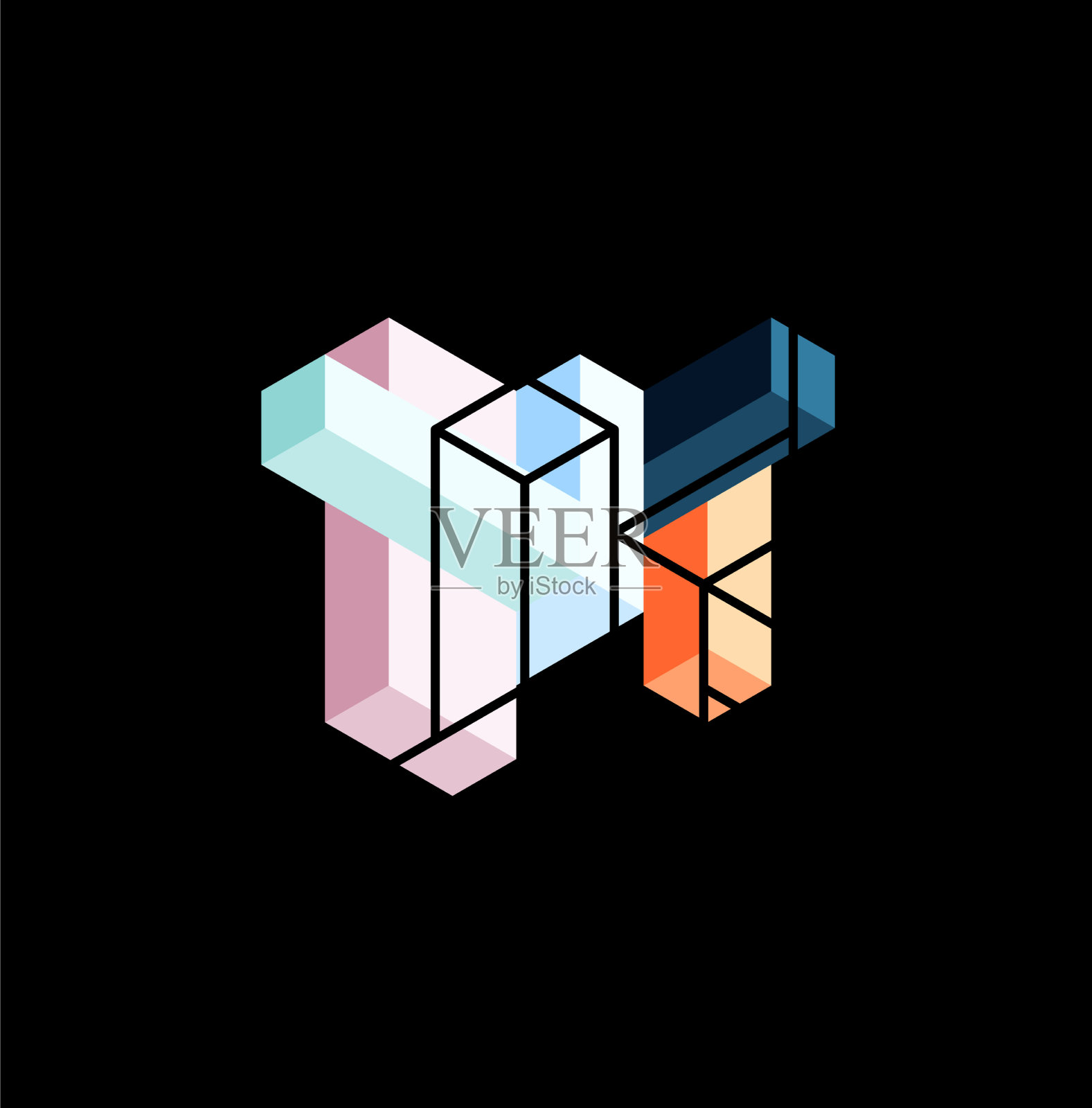 抽象背景三维立方体和立方体元素插画图片素材