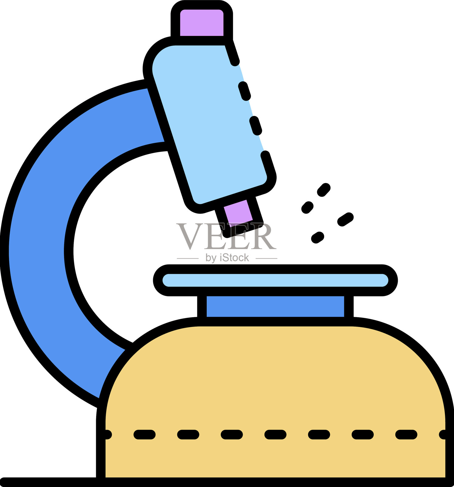 科学显微镜图标彩色轮廓插画图片素材