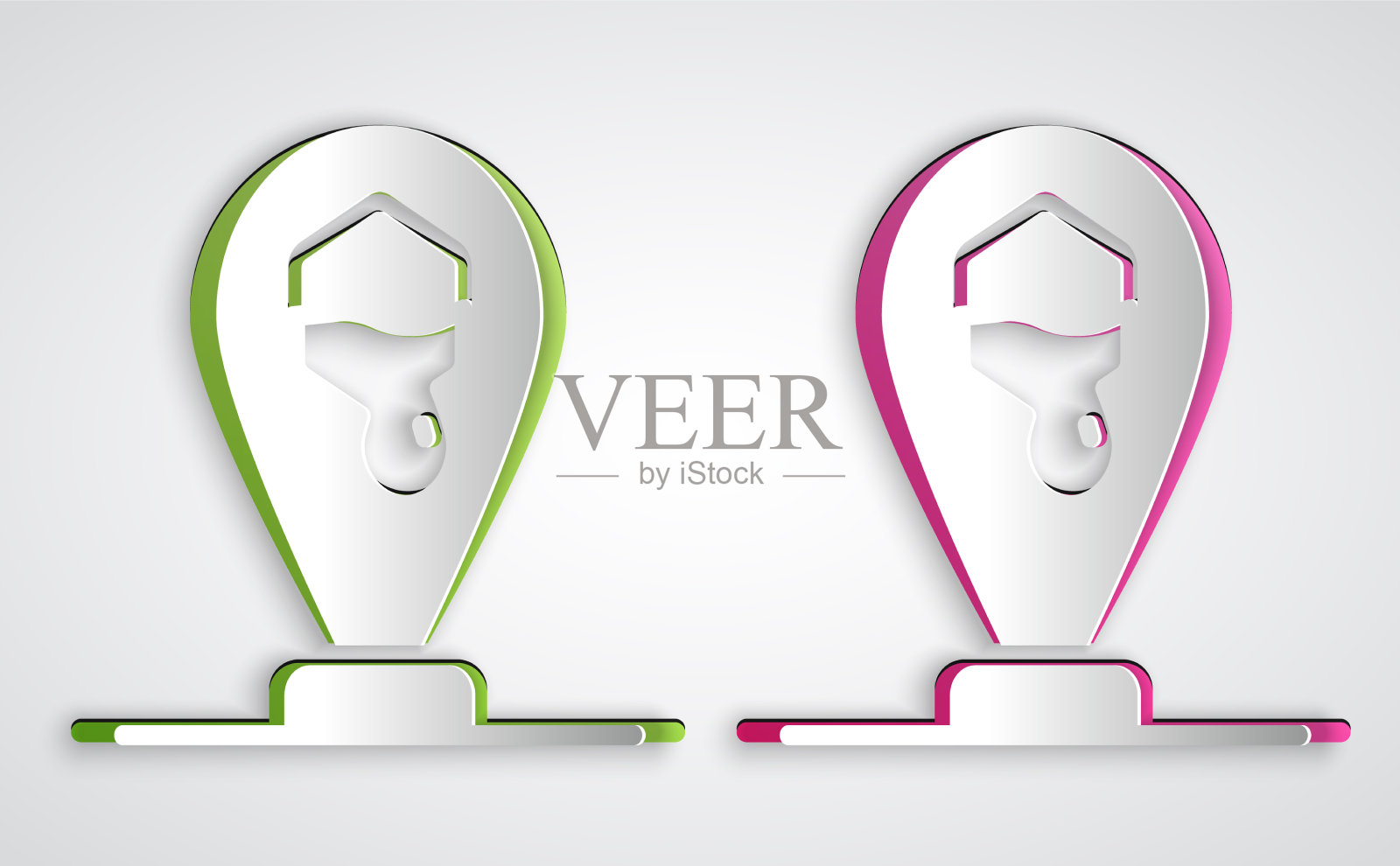 剪纸蜂窝蜜蜂定位图针指针图标素材