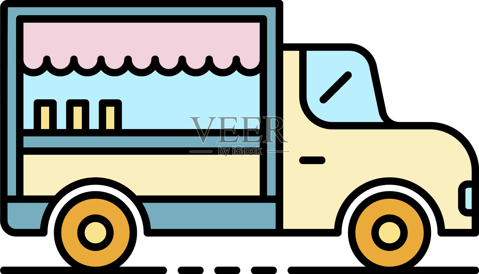 餐车图标颜色轮廓插画图片素材