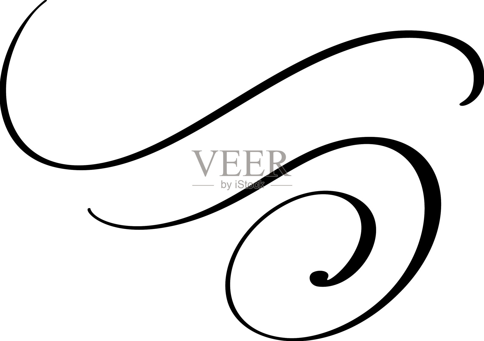 复古线条优雅的书法分隔器插画图片素材