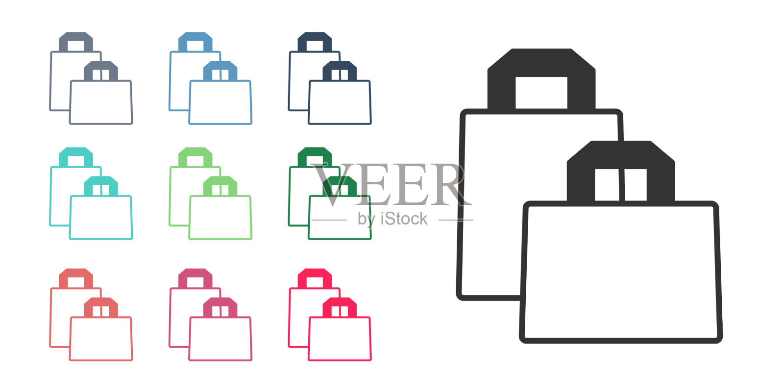 黑色纸袋图标孤立在白色上图标素材