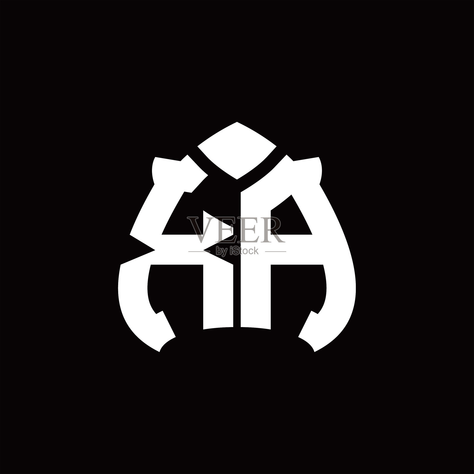 Xa标志的字母组合与铲子形状设计模板插画图片素材