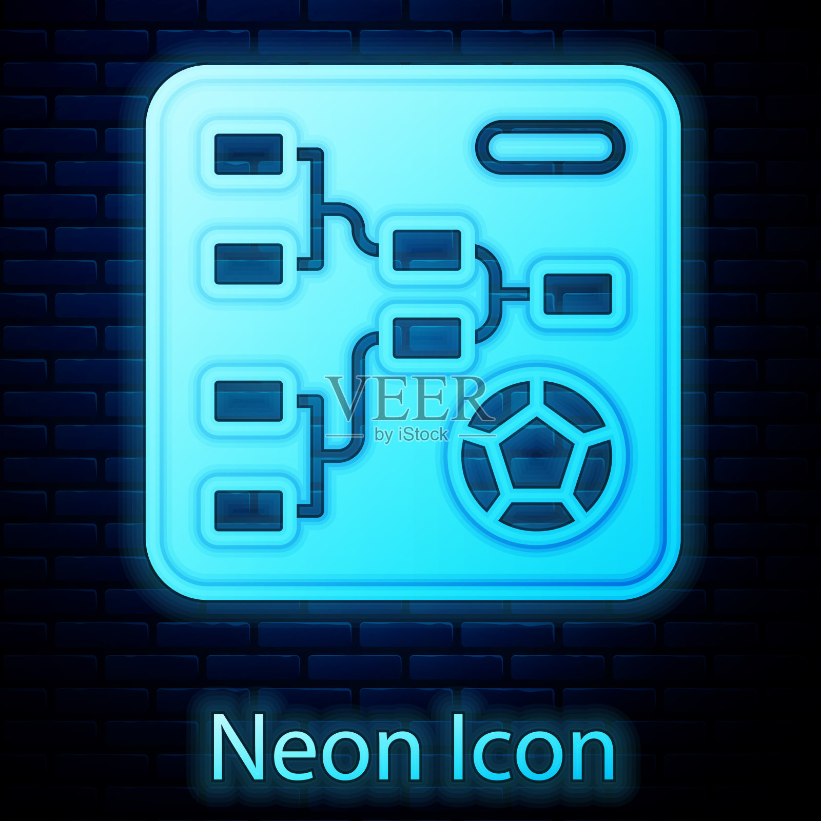 发光的霓虹灯和站立的桌子图标素材