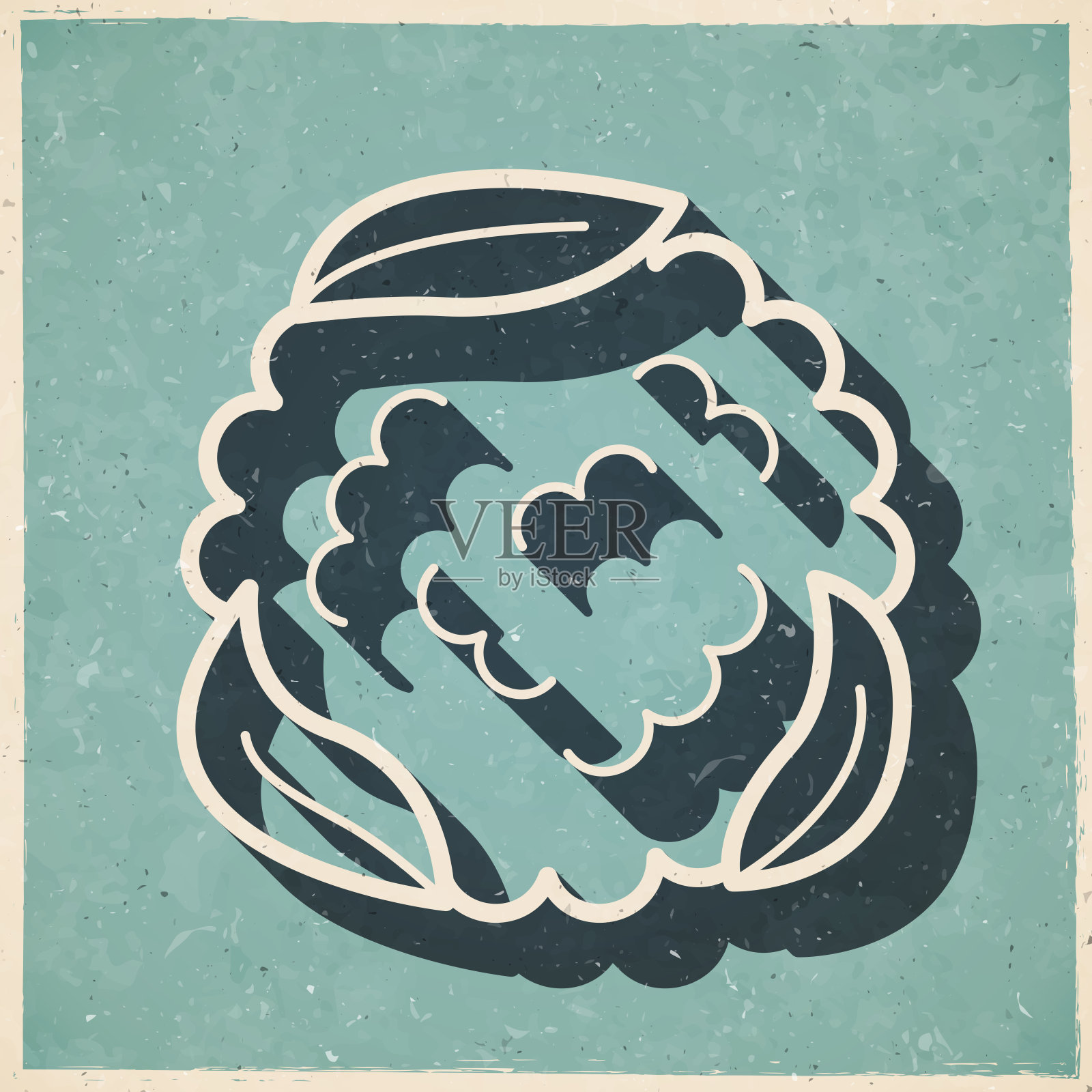 菜花。复古风格的图标-旧的纹理纸插画图片素材