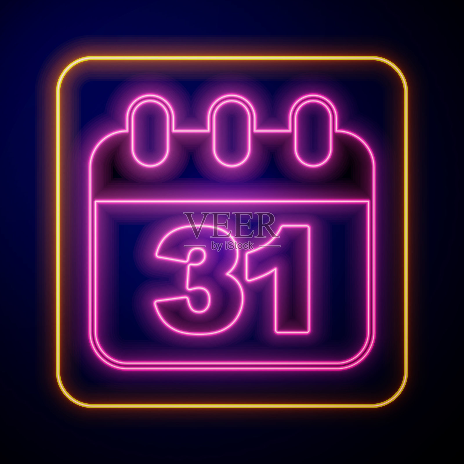 发光的霓虹灯日历上有31个万圣节日期插画图片素材