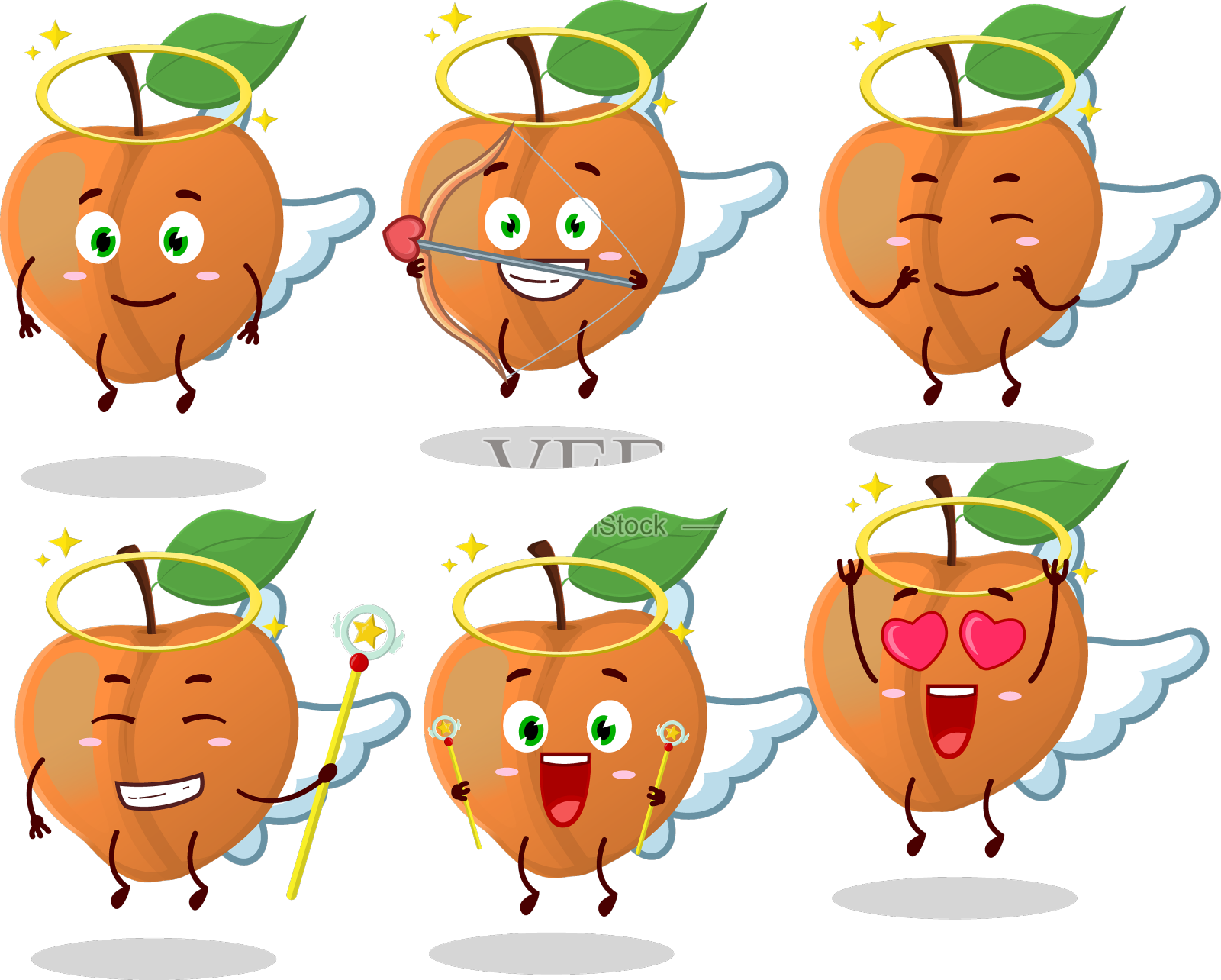 桃卡通设计成一个可爱的天使角色设计元素图片